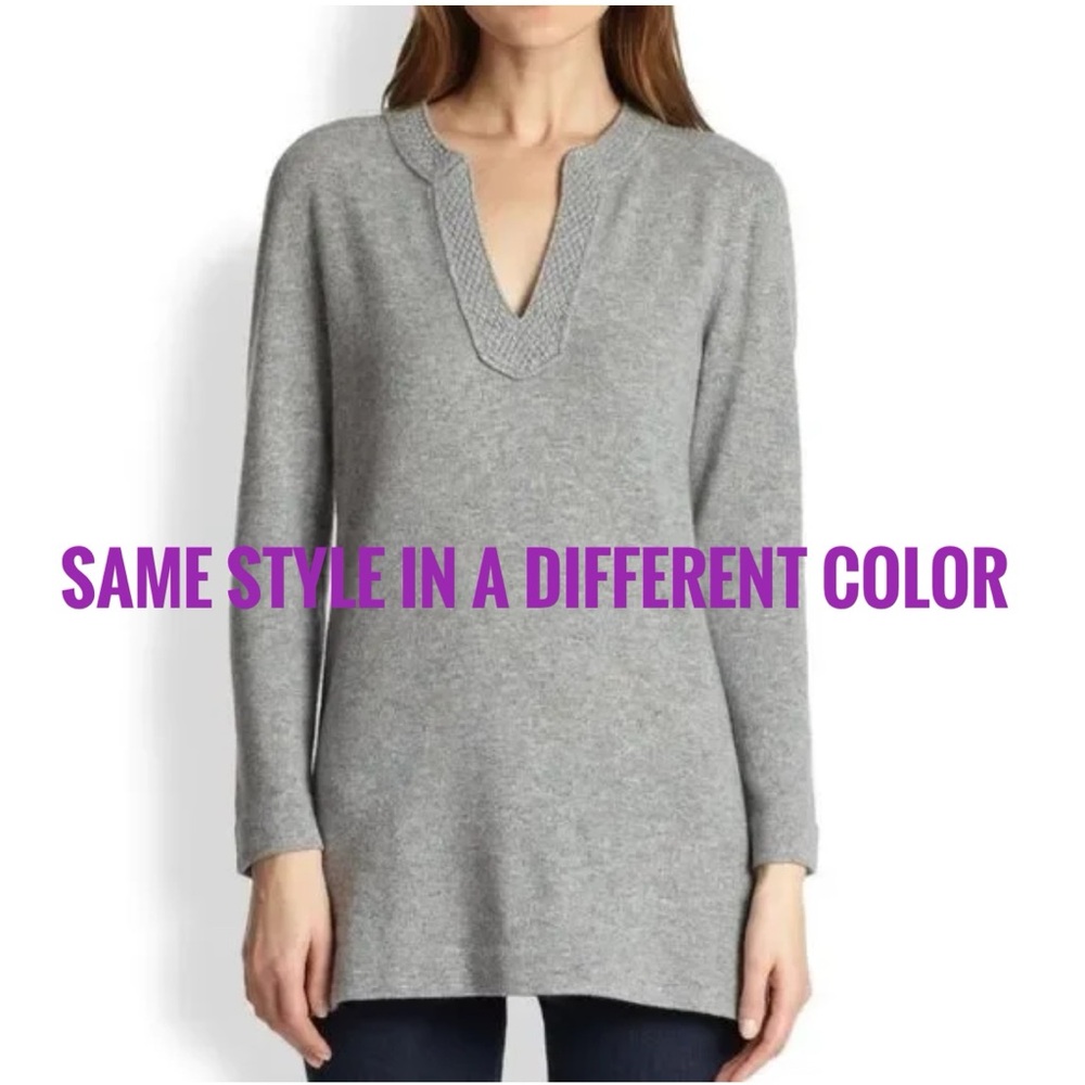 TORY BURCH LIZZIE MAGENTA DARK PURPLE MERINO WOOL KNIT TUNIC SWEATER - Picture 9 of 9